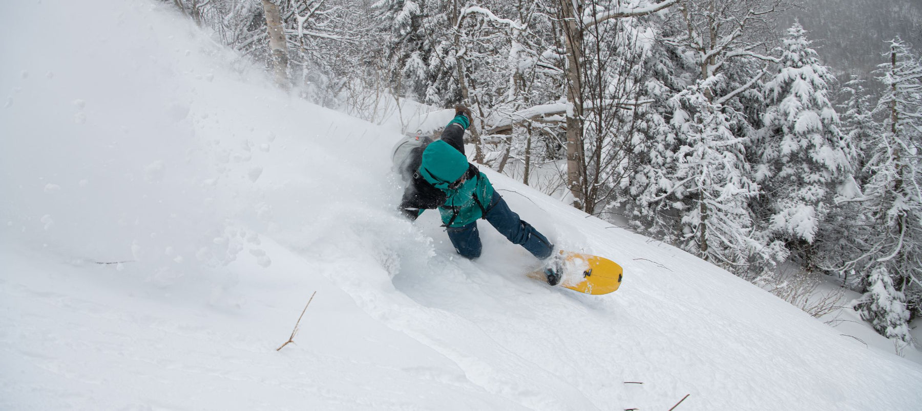 snowboarding in deep snow