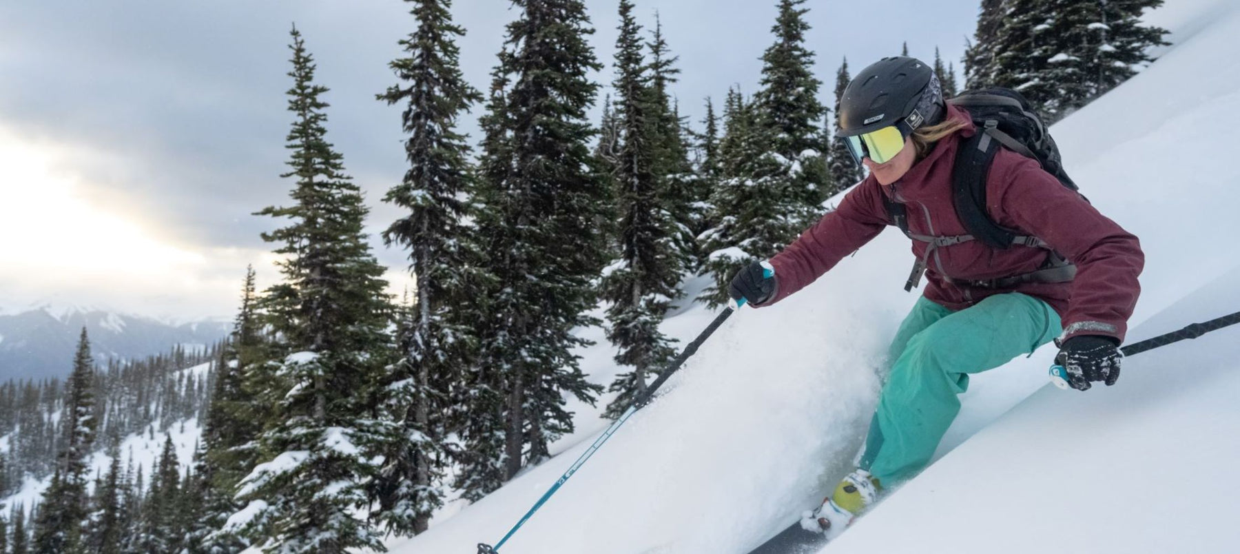 woman downhill skiing